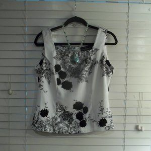 John Roberts - Dressy Black & White Floral Tank Top ** ECU **